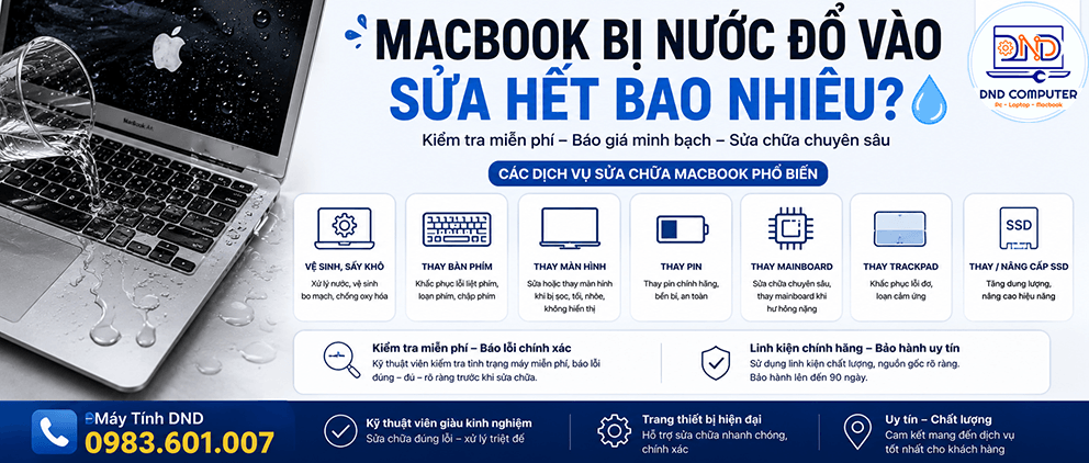 MacBook bị v&ocirc; nước sửa bao nhi&ecirc;u tiền?