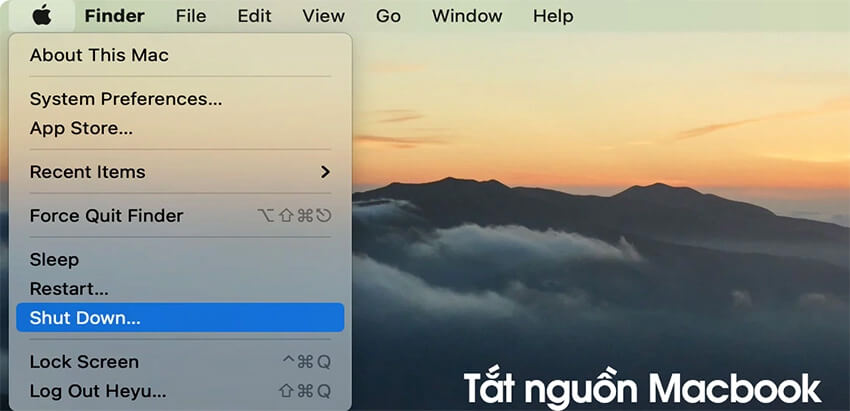 Tắt nguồn Macbook